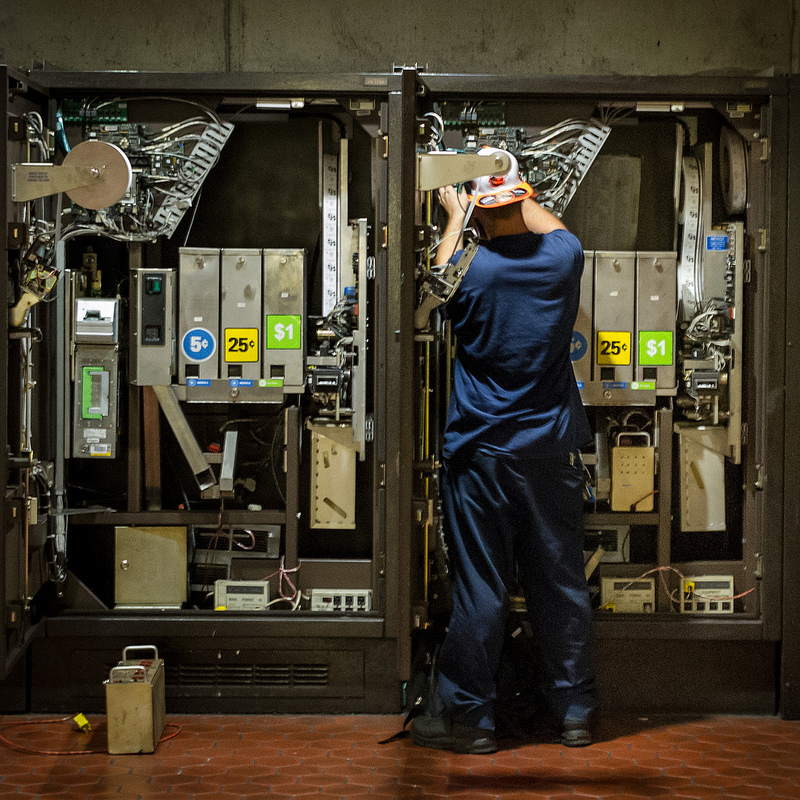 Farecard machine under maintenance