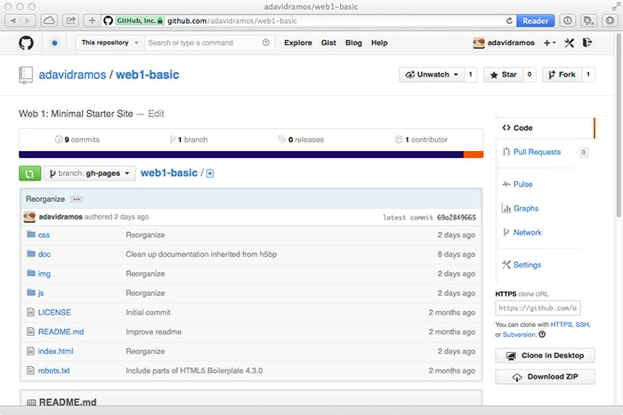 GitHub site screenshot