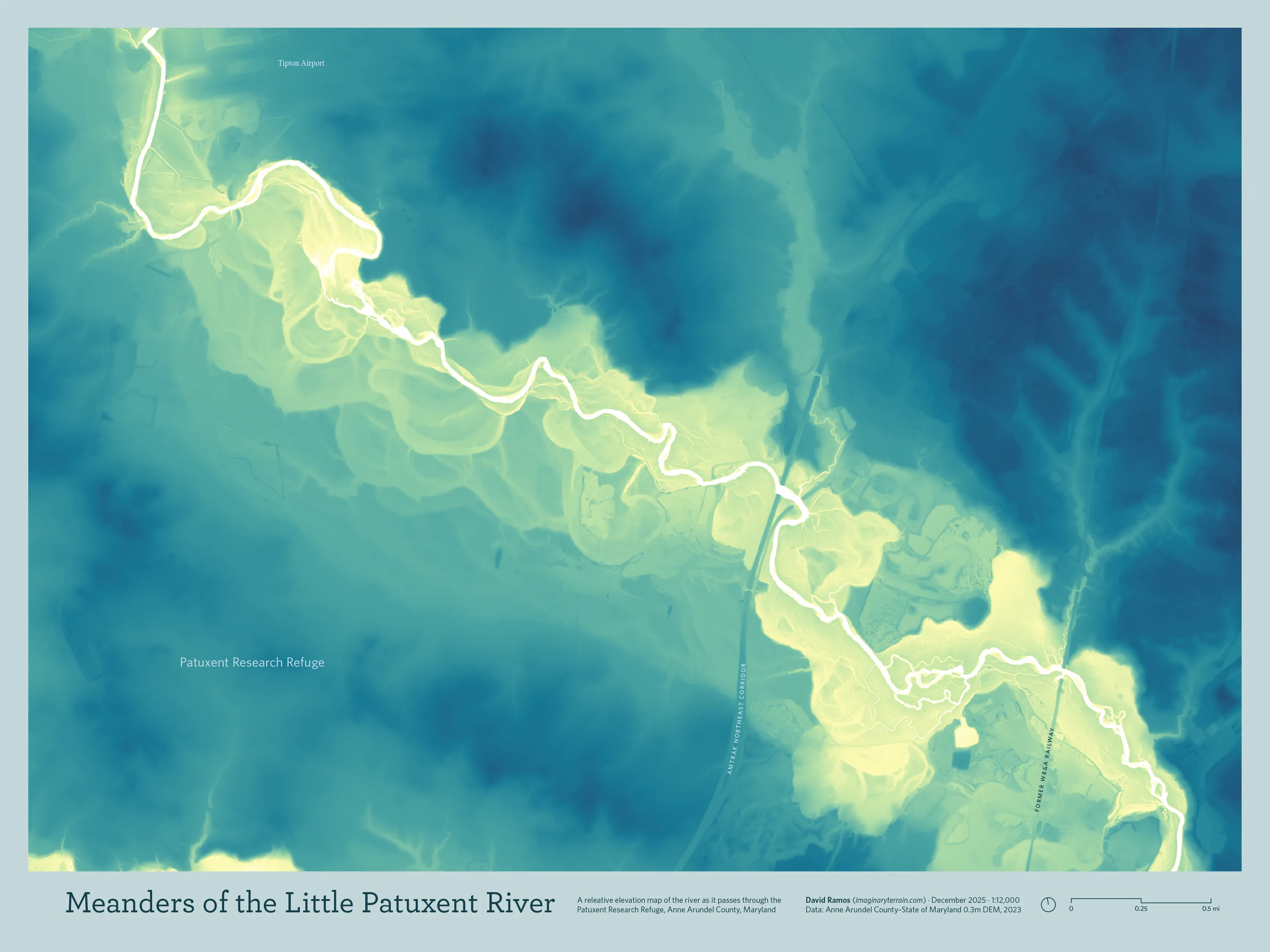 map of a river valley showing meanders