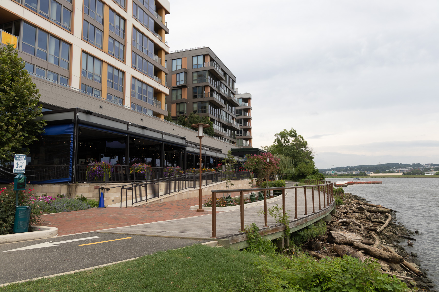 water and land and a new apartment building