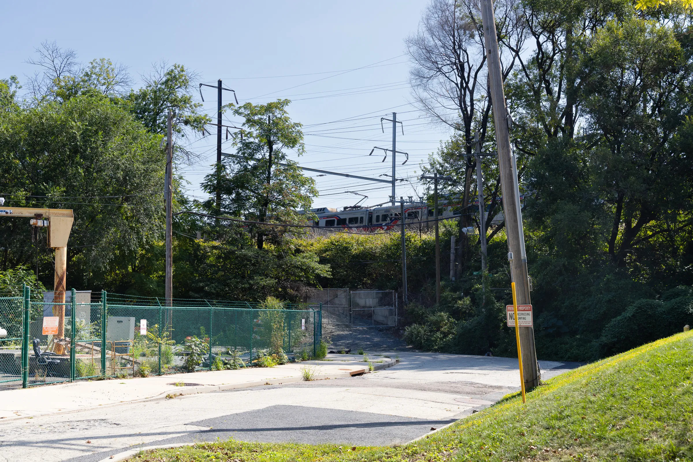 a steep railroad embankment