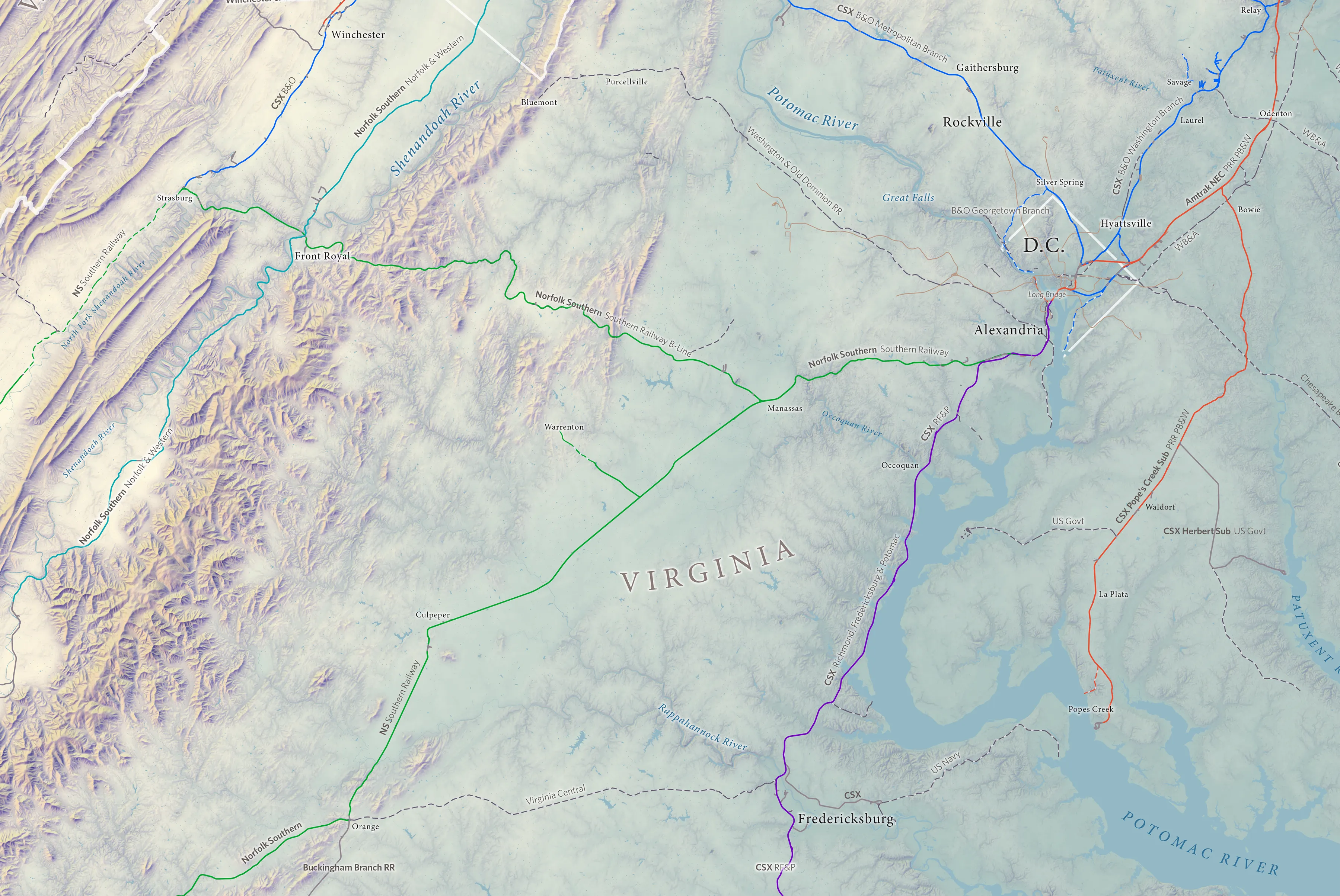 map of Virginia and the Potomac
